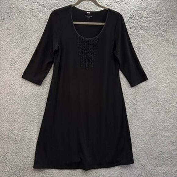 Eileen Fisher Small Black Dress Decorative Accents Stretchy Comfort Party - Picture 5 of 8